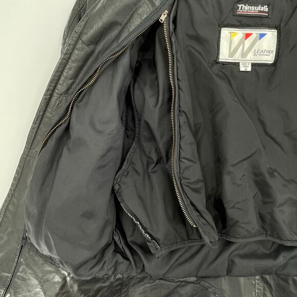 Wilson Thinsulate Women's Vtg. Leather Moto Jacket, Black, Sz. M 80s 90s *FLAW* - Picture 6 of 14
